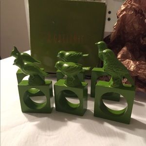 Vintage! Green bird napkin rings! Set of 6